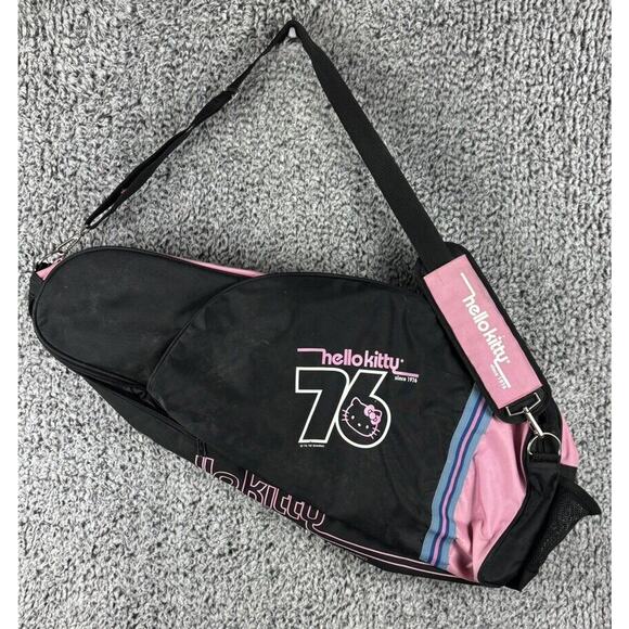 Vintage Hello Kitty Tennis Bag 02 Rare Sanrio 76-02 Shoulder Strap Pink Black